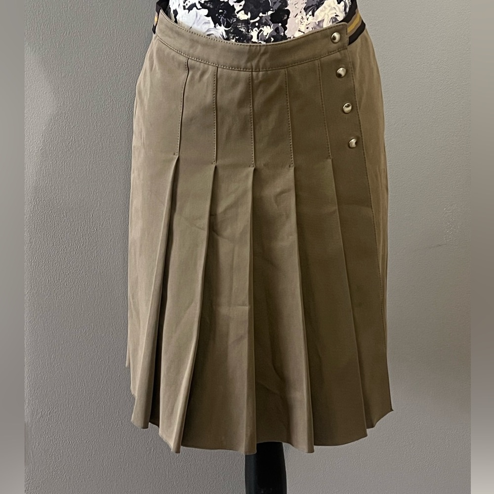 PRADA Beige Pleated Cotton Wrap Skirt